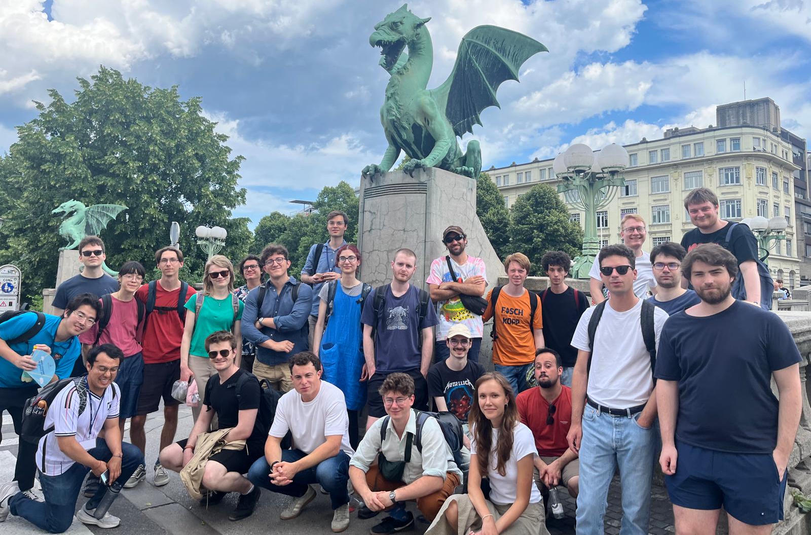 Group photo at the dragon bridge